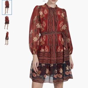 Julia Jordan High Neck Tie Belt Long Sleeve Dress, size 14